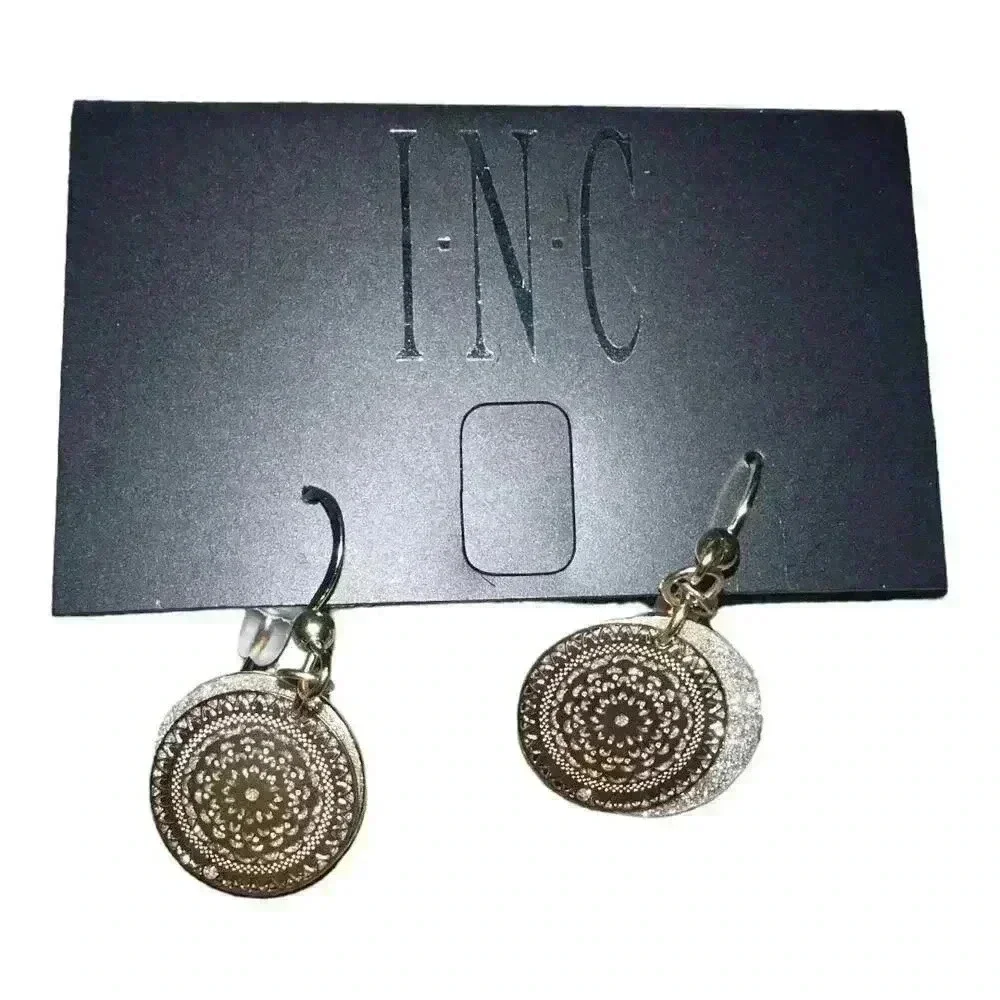 I.N.C.‎ Gold/Silver Round Drop Earrings
